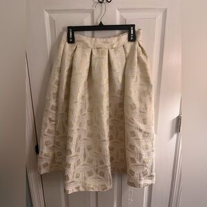 HAUTE‎ MONDE box pleated flared full lined metallic skirt women’s Size M